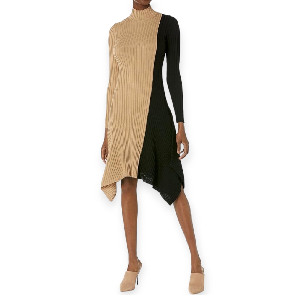 Colorblock Sharkbite Sweater Dress